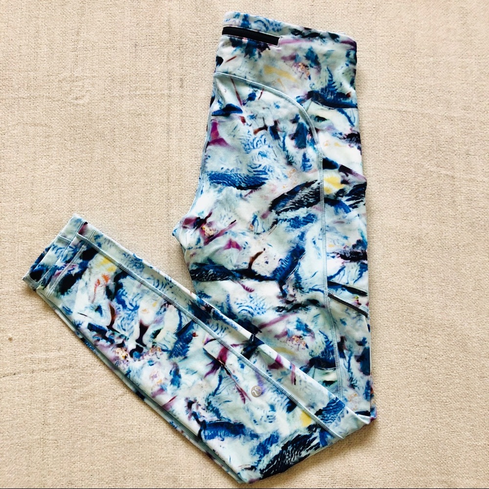 Blue printed Lululemon leggings, maybe worn 2x